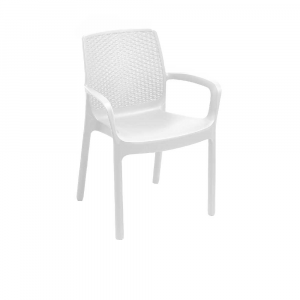 Sedia in Plastica Effetto Rattan Bianca Impilabile • BricoLiveRoma
