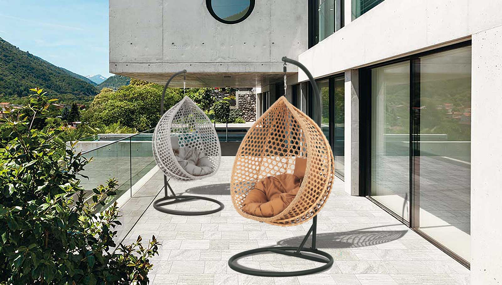 Rattan Poltrona Sospesa Per Giardino Sedia A Dondolo Da Esterno