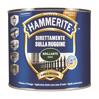 Smalto antiruggine Hammerite brillante verde 250 ml